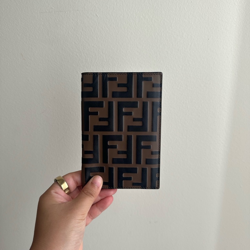 Fendi Passport Cover in Brown Leather